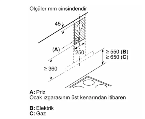 Bosch DWB67BK20T Duvar Tipi Davlumbaz